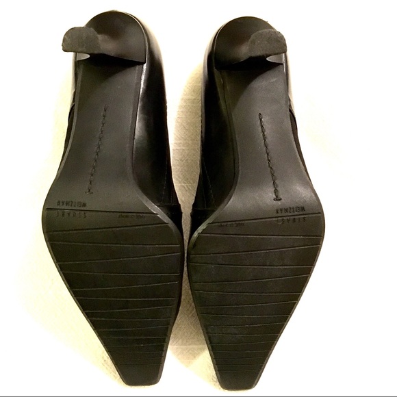 Stuart Weitzman Black Leather Pointy Toe Witchy Shoes w Side Buckles size 7 - Picture 8 of 8